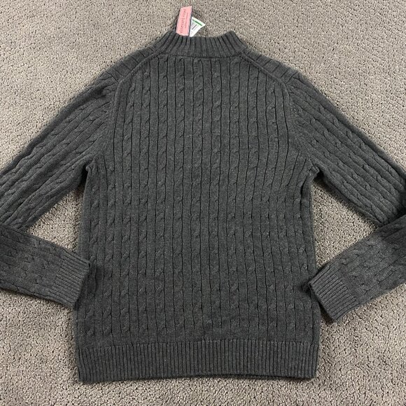 Vineyard Vines Cable Knit 1/4 Zip Pullover Sweater Kids Boy's L(16) Charcoal - Picture 3 of 9